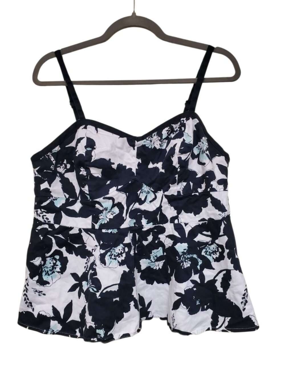 Torrid Woman's White Black Aqua Floral Print Zip Back Corset Top Plus Size 0